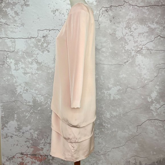 Vintage David Hayes Silk Pink Tiered Shift Midi Dress 8 - Picture 4 of 10